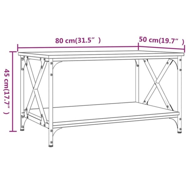 vidaXL sofabord 80x50x45 cm konstrueret træ og jern sort