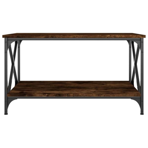 vidaXL sofabord 80x50x45 cm konstrueret træ og jern røget egetræ