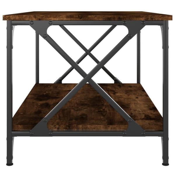 vidaXL sofabord 80x50x45 cm konstrueret træ og jern røget egetræ