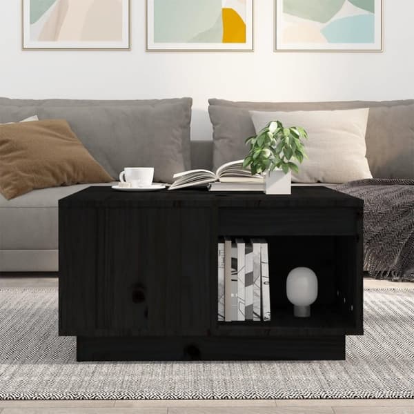 vidaXL Sohvapöytä musta 60x61x32,5 cm täysi mänty