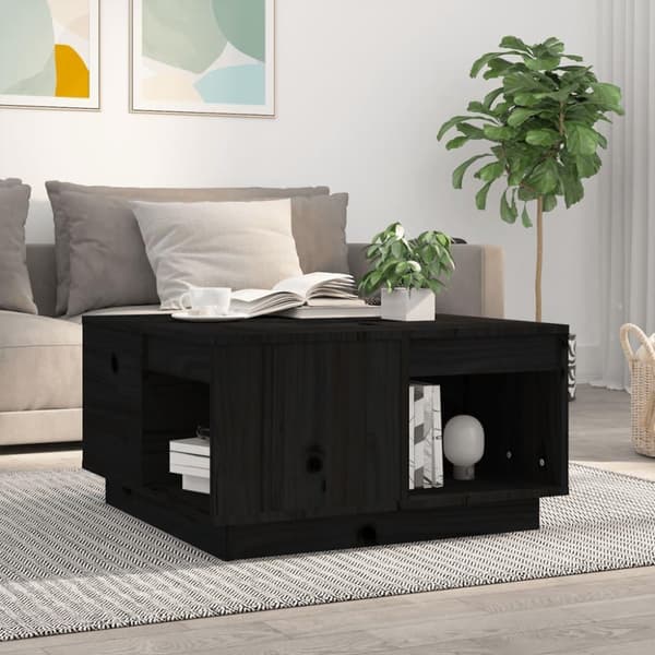 vidaXL Sohvapöytä musta 60x61x32,5 cm täysi mänty