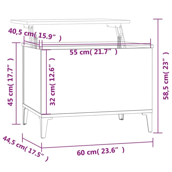 vidaXL sofabord 60x44,5x45 cm konstrueret træ Grå sonoma-eg
