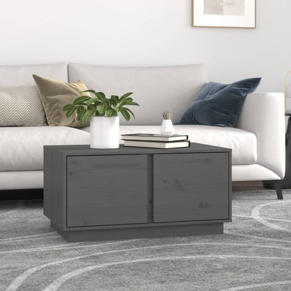 vidaXL Sohvapöytä harmaa 80x50x40 cm täysi mänty