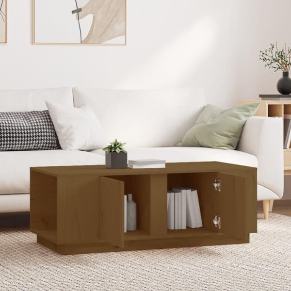 vidaXL sofabord 110x50x40 cm massivt fyrretræ gyldenbrun
