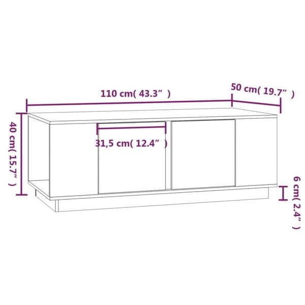 vidaXL sofabord 110x50x40 cm massivt fyrretræ gyldenbrun
