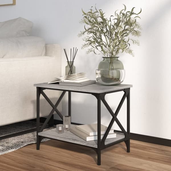 vidaXL sidebord 55x38x45 cm konstrueret træ grå sonoma-eg