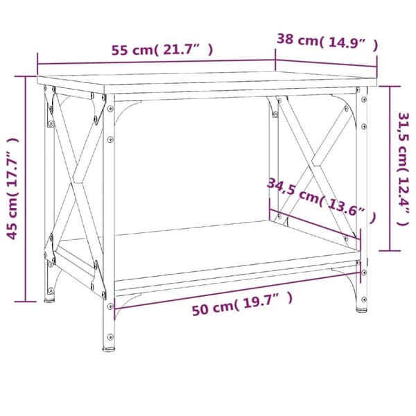 vidaXL sidebord 55x38x45 cm konstrueret træ grå sonoma-eg