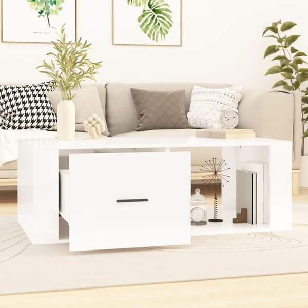 vidaXL sofabord 100x50,5x35 cm konstrueret træ hvid højglans