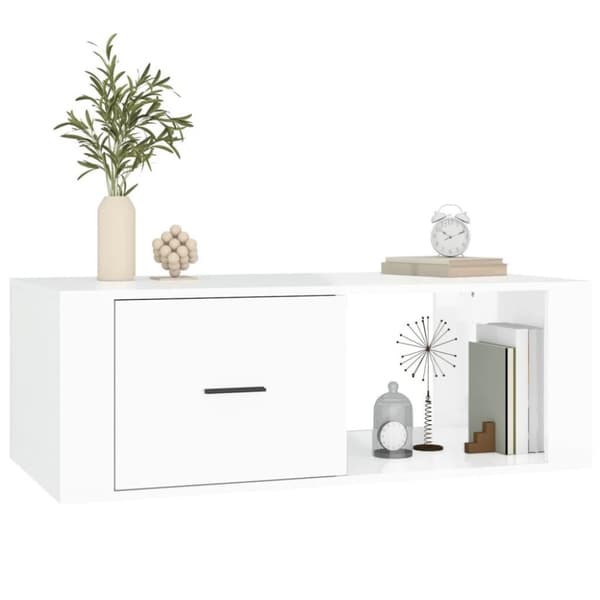 vidaXL sofabord 100x50,5x35 cm konstrueret træ hvid højglans