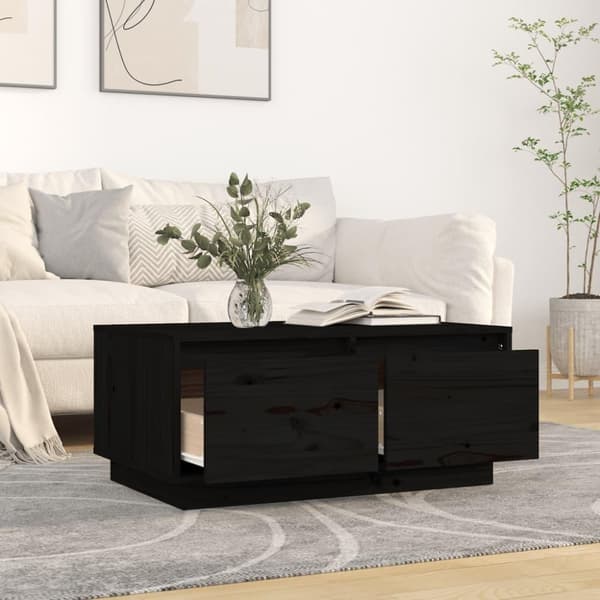 vidaXL sofabord 80x50x35 cm massivt fyrretræ sort