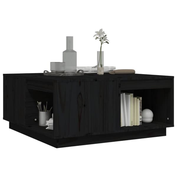 vidaXL sofabord 80x81x36,5 cm massivt fyrretræ sort