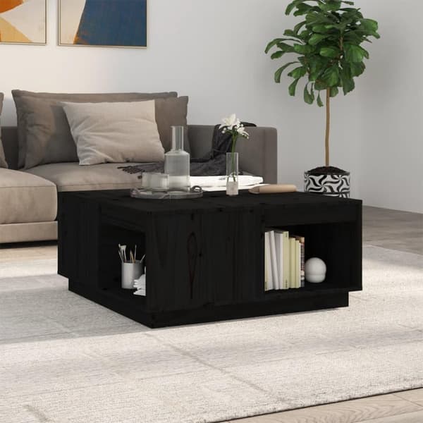 vidaXL sofabord 80x81x36,5 cm massivt fyrretræ sort