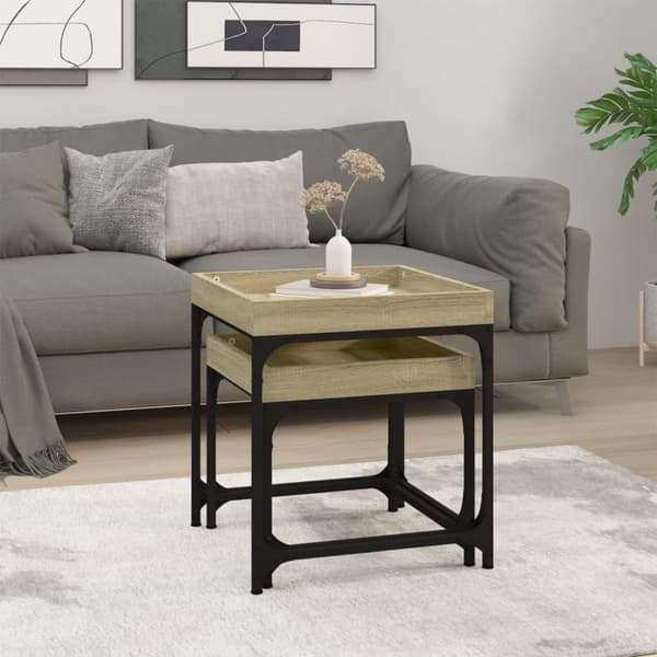 vidaXL sideborde 2 stk. konstrueret træ sonoma-eg