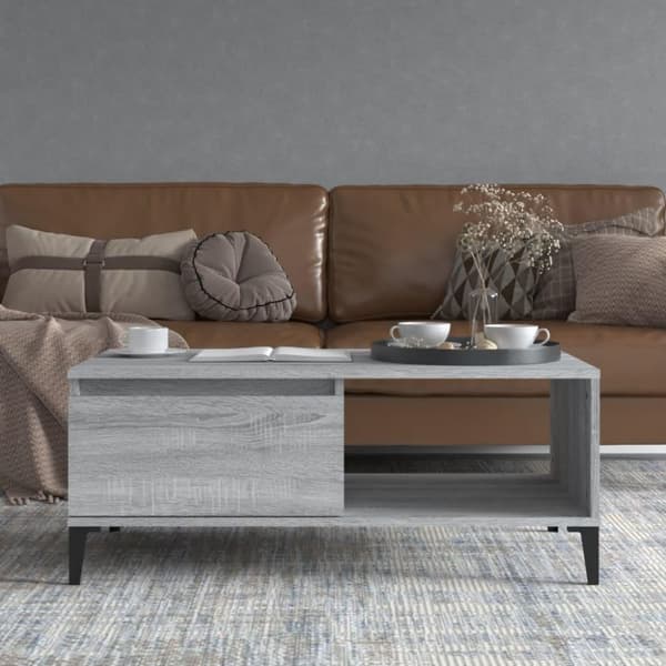 vidaXL sofabord 90x50x36,5 cm konstrueret træ grå sonoma-eg