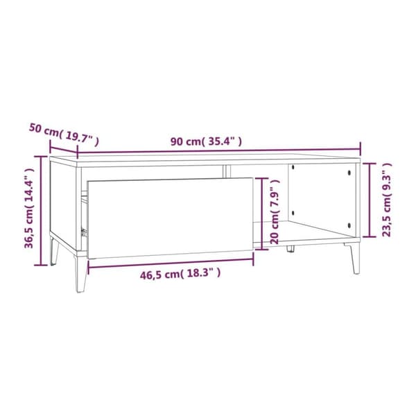 vidaXL sofabord 90x50x36,5 cm konstrueret træ grå sonoma-eg