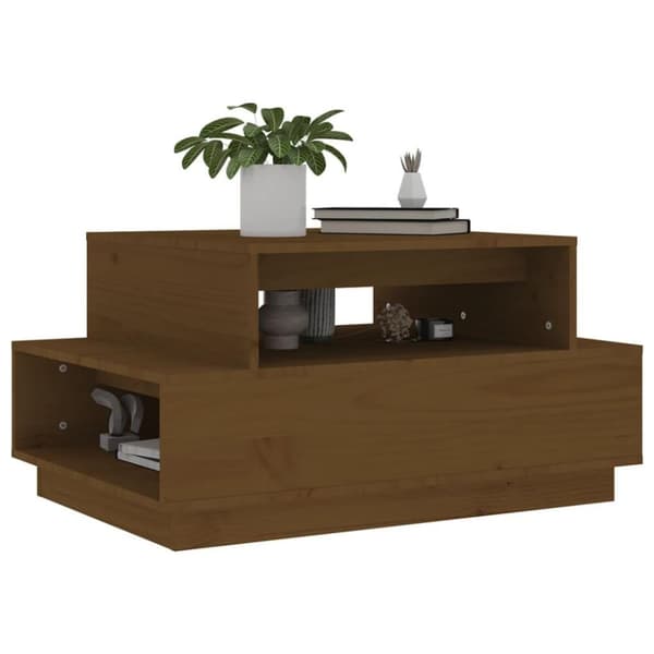 vidaXL sofabord 80x55x40,5 cm massivt fyrretræ gyldenbrun