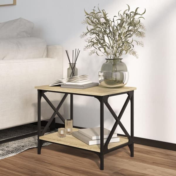 vidaXL sidebord 55x38x45 cm konstrueret træ sonoma-eg