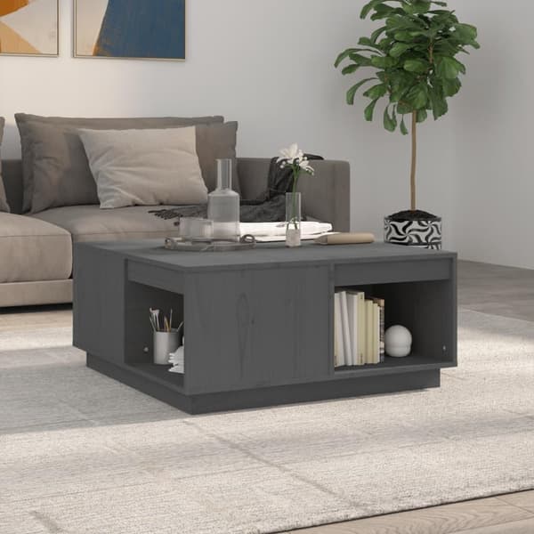 vidaXL sofabord 80x81x36,5 cm massivt fyrretræ grå