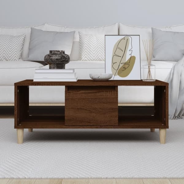 vidaXL sofabord 90x50x36,5 cm konstrueret træ brun egetræsfarve