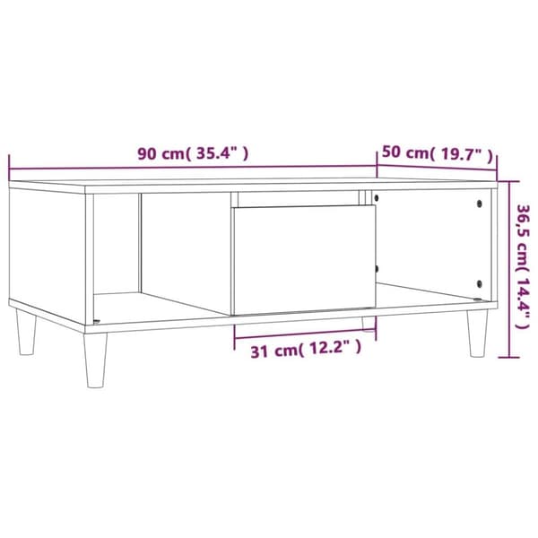 vidaXL sofabord 90x50x36,5 cm konstrueret træ brun egetræsfarve
