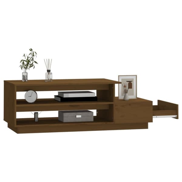 vidaXL sofabord 120x50x40,5 cm massivt fyrretræ gyldenbrun