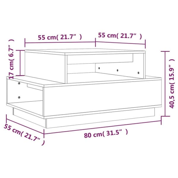 vidaXL Sohvapöytä harmaa 80x55x40,5 cm täysi mänty