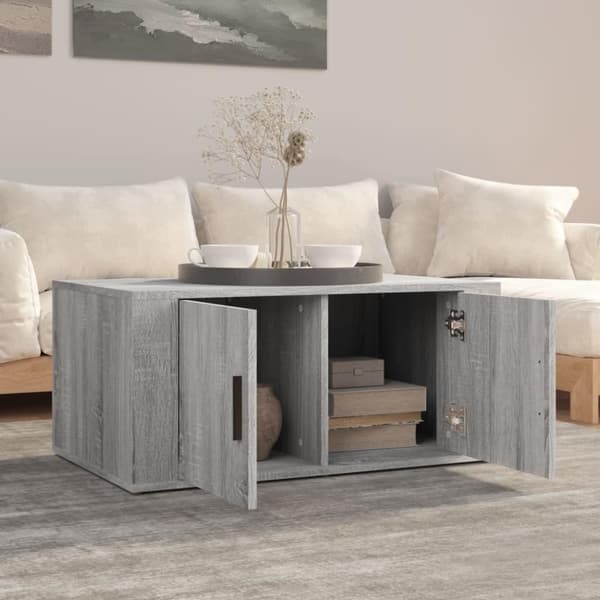 vidaXL sofabord 80x50x36 cm konstrueret træ grå sonoma-eg