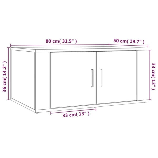 vidaXL sofabord 80x50x36 cm konstrueret træ grå sonoma-eg