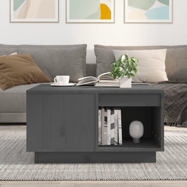vidaXL sofabord 60x61x32,5 cm massivt fyrretræ grå