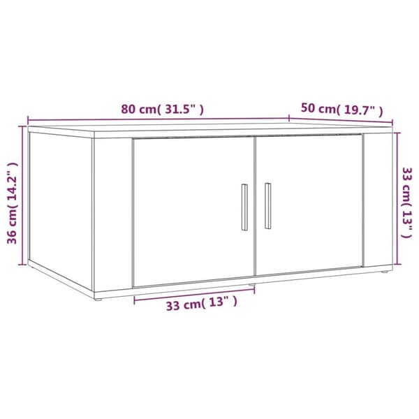 vidaXL Sohvapöytä betoninharmaa 80x50x36 cm tekninen puu