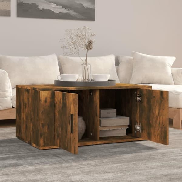 vidaXL sofabord 80x50x36 cm konstrueret træ røget egetræsfarve