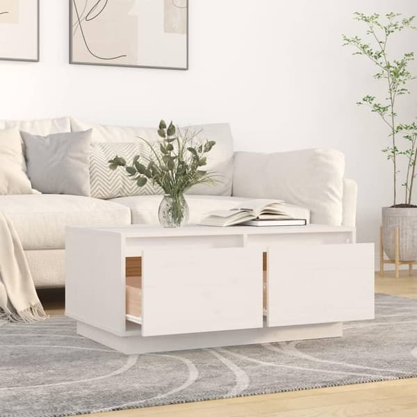 vidaXL sofabord 80x50x35 cm massivt fyrretræ hvid