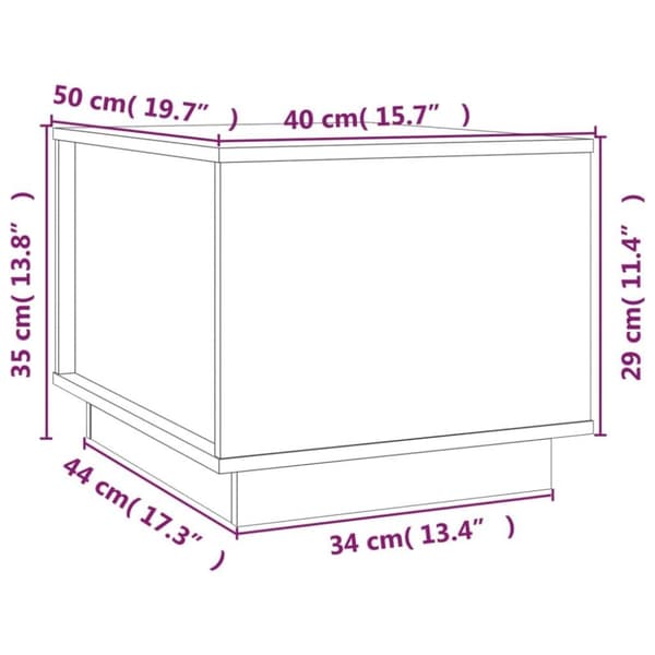 vidaXL sofabord 40x50x35 cm massivt fyrretræ sort