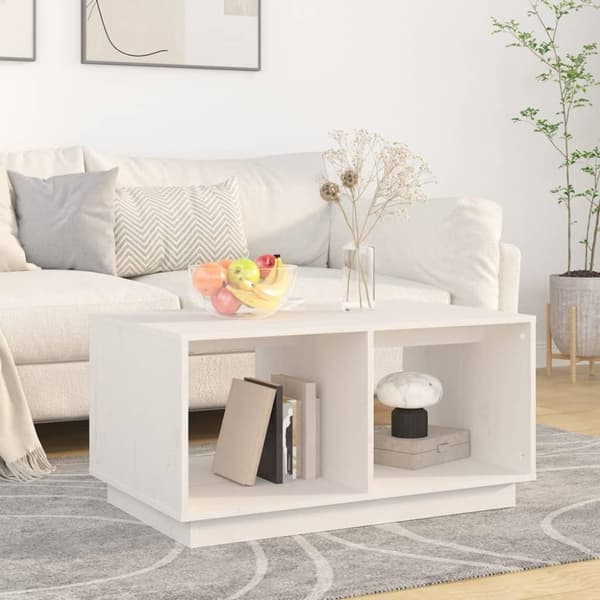 vidaXL Sohvapöytä valkoinen 80x50x40 cm täysi mänty