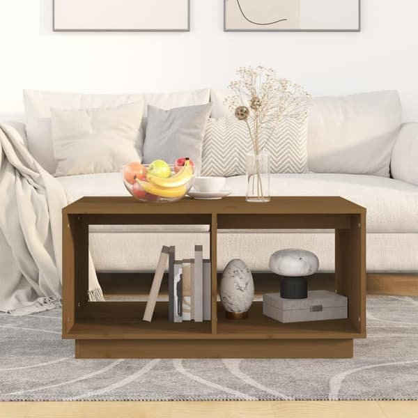 vidaXL Sohvapöytä hunajanruskea 80x50x40 cm täysi mänty