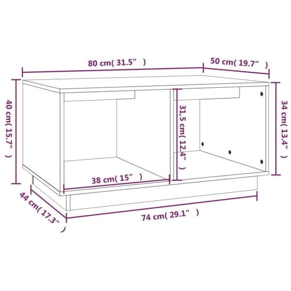 vidaXL Sohvapöytä hunajanruskea 80x50x40 cm täysi mänty