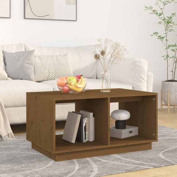 vidaXL Sohvapöytä hunajanruskea 80x50x40 cm täysi mänty