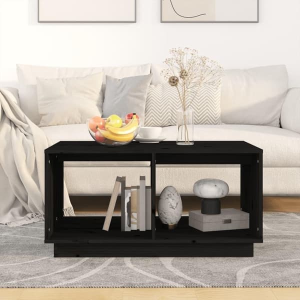 vidaXL Sohvapöytä musta 80x50x40 cm täysi mänty