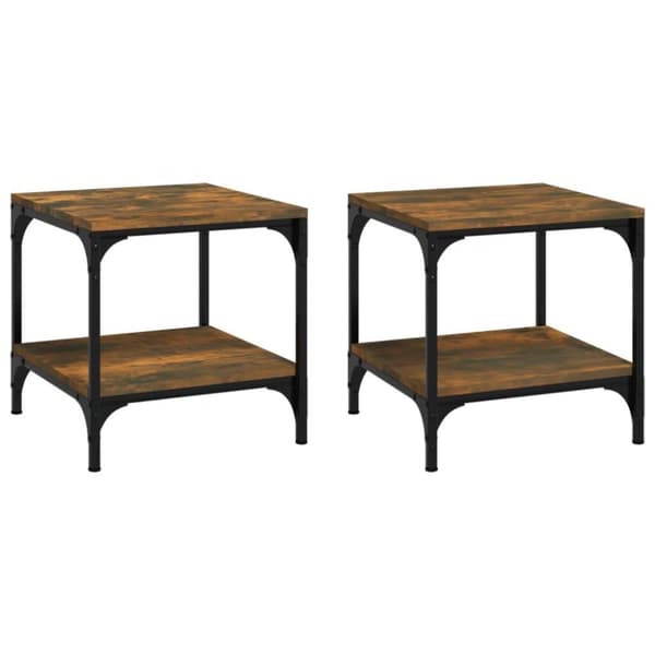 vidaXL sideborde 2 stk. 40x40x40 cm konstrueret træ røget egetræsfarve