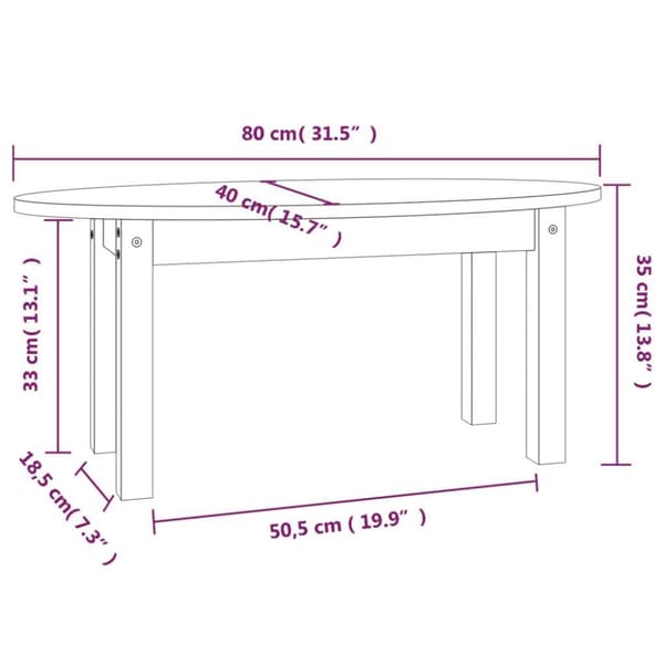 vidaXL sofabord 80x40x35 cm massivt fyrretræ