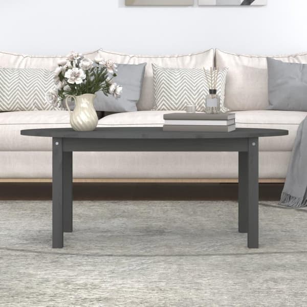 vidaXL Sohvapöytä harmaa 110x55x45 cm täysi mänty