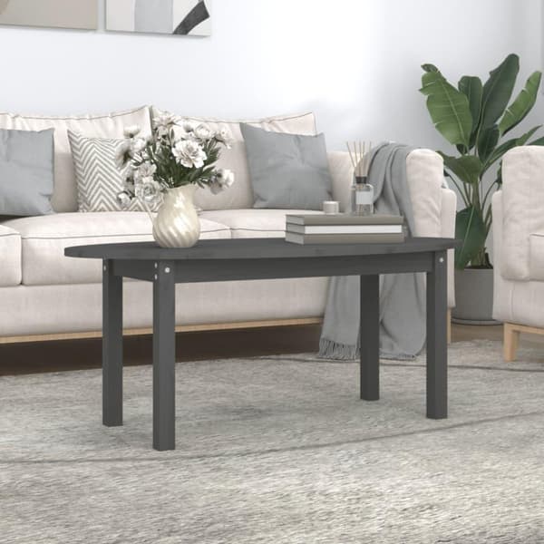 vidaXL Sohvapöytä harmaa 110x55x45 cm täysi mänty