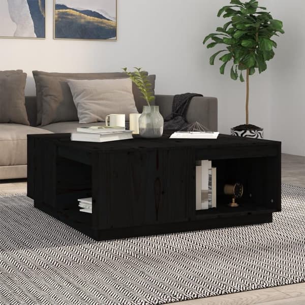 vidaXL sofabord 100x101x40,5 cm massivt fyrretræ sort