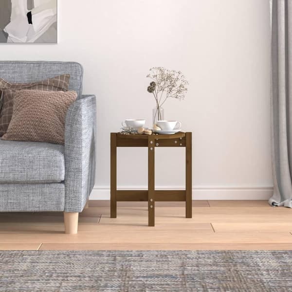 vidaXL sofabord Ø 42,5x45 cm massivt fyrretræ gyldenbrun