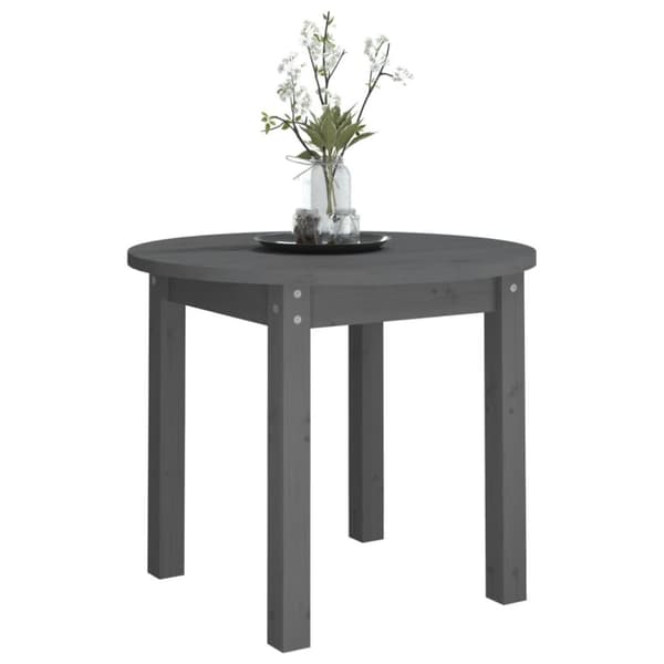 vidaXL sofabord Ø 55x45 cm massivt fyrretræ grå