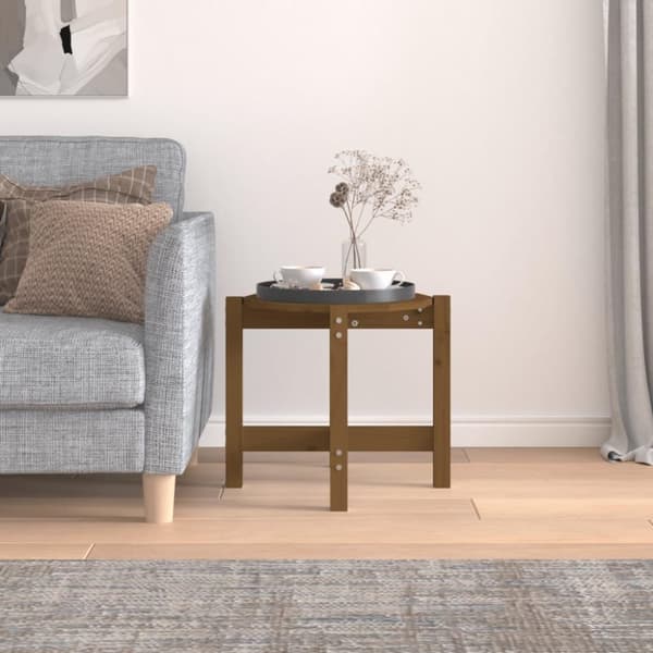 vidaXL sofabord Ø 52,5x45 cm massivt fyrretræ gyldenbrun