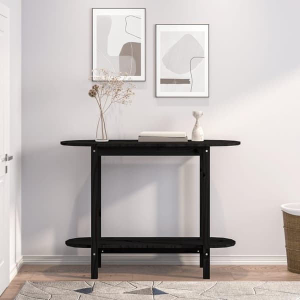 vidaXL Konsolipöytä musta 110x40x80 cm täysi mänty