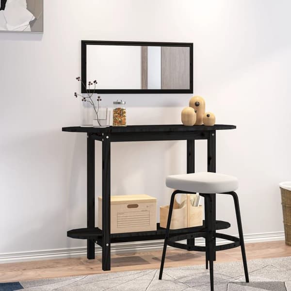 vidaXL Konsolipöytä musta 110x40x80 cm täysi mänty