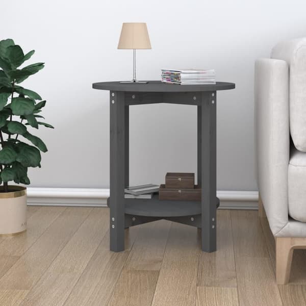 vidaXL sofabord Ø 55x60 cm massivt fyrretræ grå