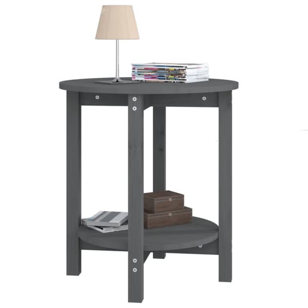 vidaXL sofabord Ø 55x60 cm massivt fyrretræ grå